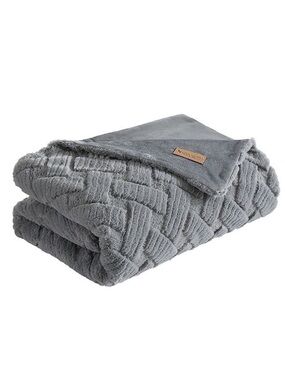NEW Koolaburra by UGG Crystelle Faux Fur Throw in Wild Dove 50"x70" Preppy Posh